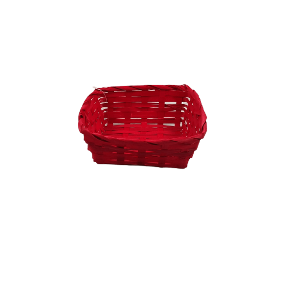 Cesta Pequena Quadrada Vermelha – 19 × 19 × 8 cm