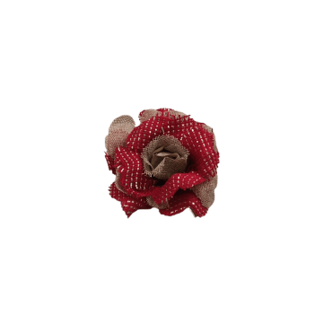 Flor Decorativa com Mola – Bege e Vermelho