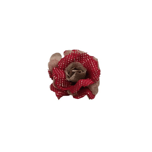 Flor Decorativa com Mola – Bege e Vermelho
