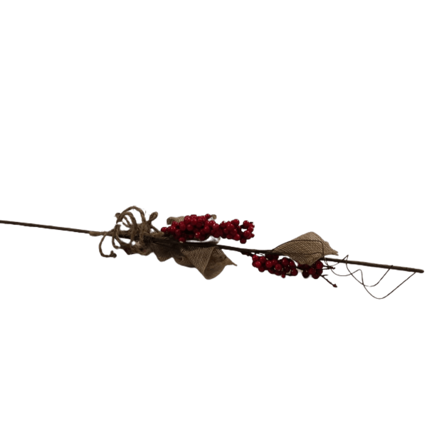 Ramo de Natal Decorativo – Vermelho e Corda, 55 cm
