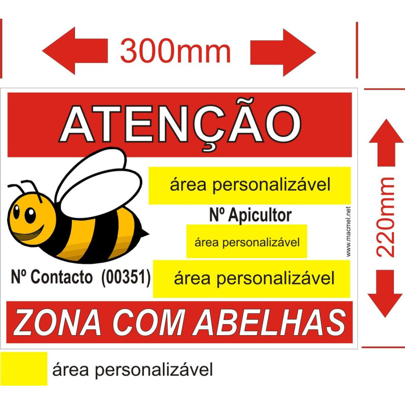 Placa Personalizada para Identificação de Apiário – Modelo 3 Placa Personalizada para Identificação de Apiário – Modelo 3