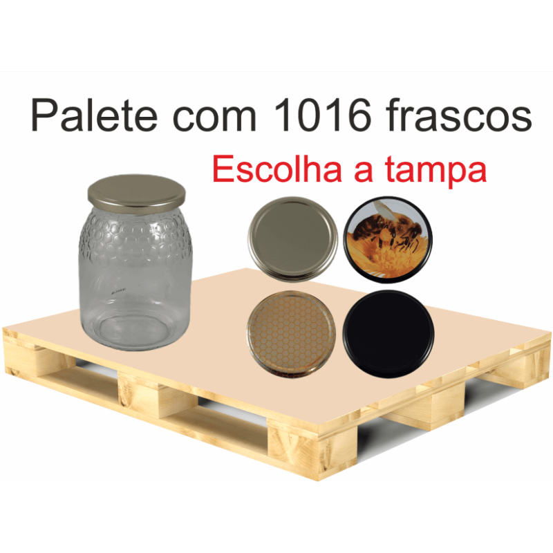 Palete de 1016 Frascos Favo para 1 kg de Mel com Tampa