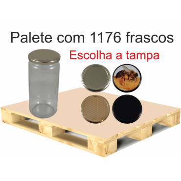 Palete de 1176 Frascos Lisos para 1 kg de Mel com Tampa