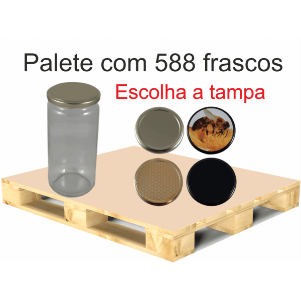 Palete de 588 Frascos Lisos para 1 kg de Mel com Tampa