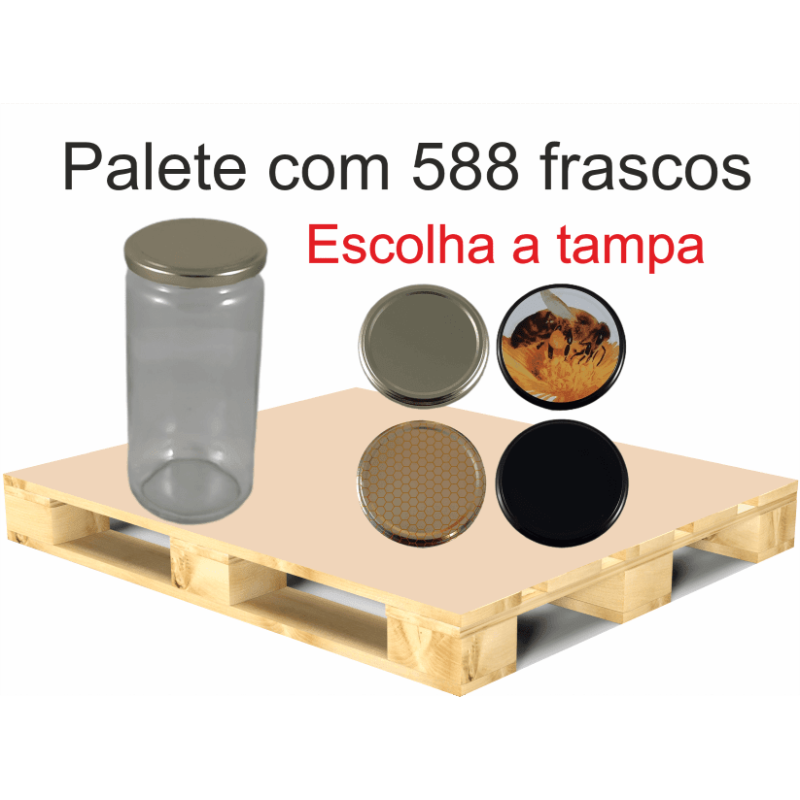 Palete de 588 Frascos Lisos para 1 kg de Mel com Tampa