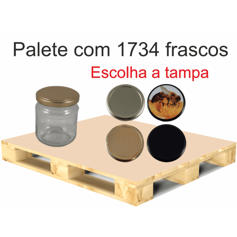 Palete de 1734 Frascos para 250 g de Mel com Tampa