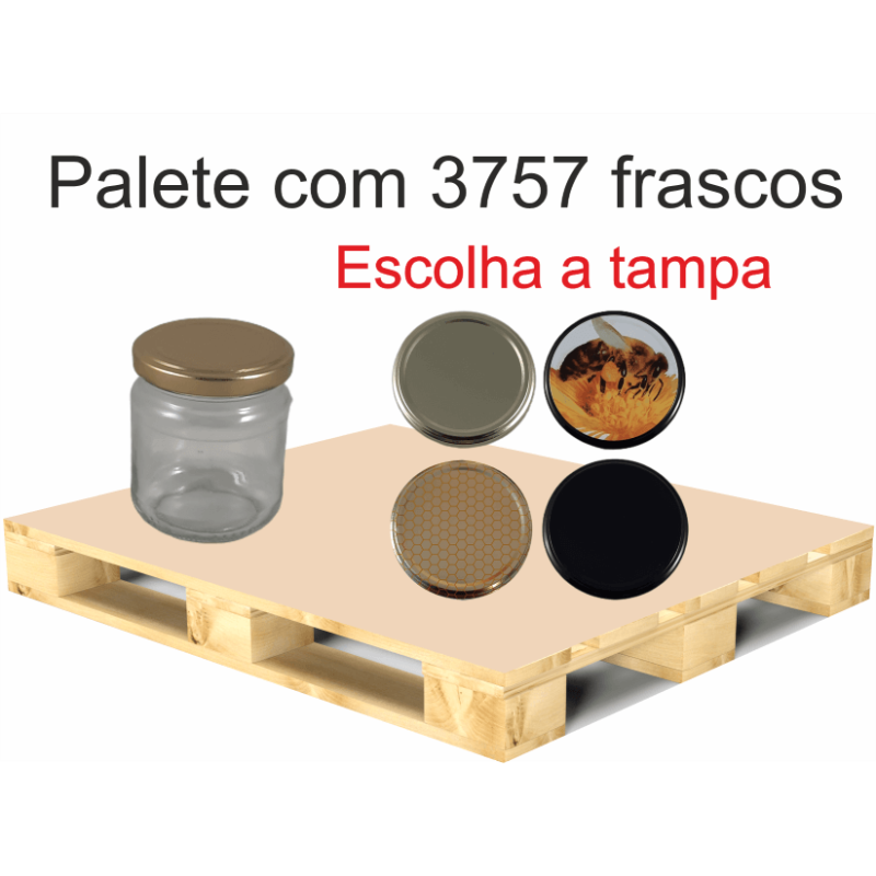 Palete de 3757 Frascos para 250 g de Mel com Tampa Palete de 3757 Frascos para 250 g de Mel com Tampa
