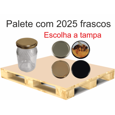 Palete de 2025 Frascos Favo Alto para 500 g de Mel com Tampa