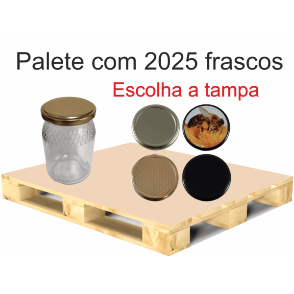 Palete de 2025 Frascos Favo Alto para 500 g de Mel com Tampa