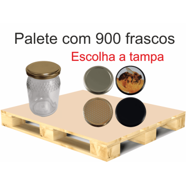 Palete de 900 Frascos Favo Alto para 500 g de Mel com Tampa