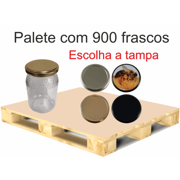 Palete de 900 Frascos Favo Alto para 500 g de Mel com Tampa