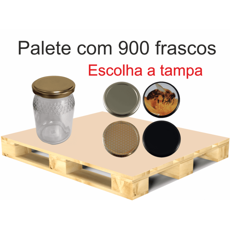 Palete de 900 Frascos Favo Alto para 500 g de Mel com Tampa
