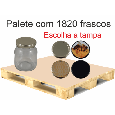 Palete de 1820 Frascos Favo Baixo para 500 g de Mel com Tampa