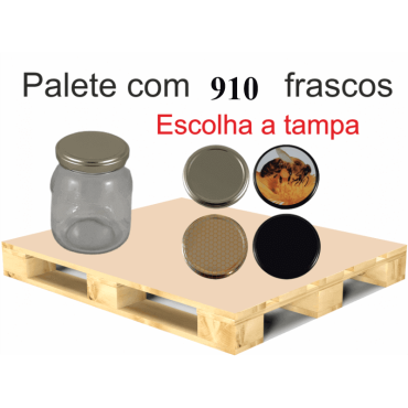 Palete de 910 Frascos Favo Baixo para 500 g de Mel com Tampa