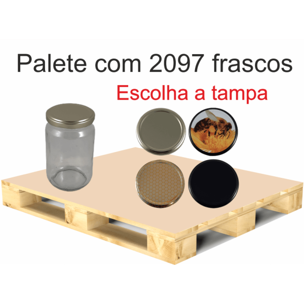 Palete de 2097 Frascos Lisos para 500 g de Mel com Tampa