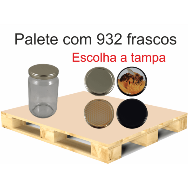 Palete de 932 Frascos Lisos para 500 g de Mel com Tampa