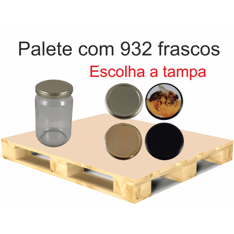 Palete de 932 Frascos Lisos para 500 g de Mel com Tampa