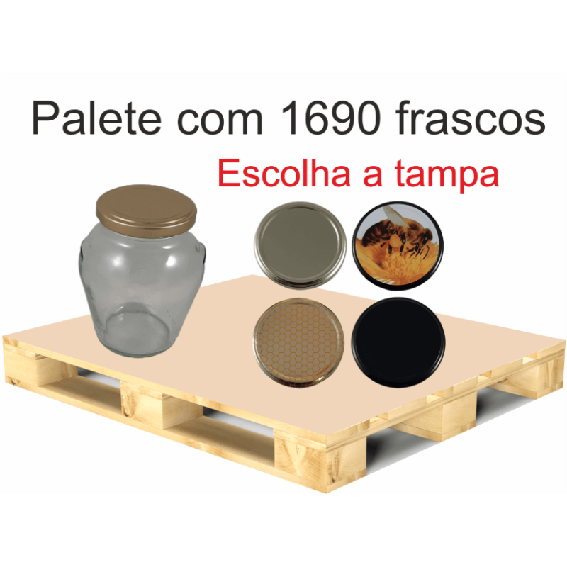 Palete de 1690 Frascos Orcio para 500 g de Mel com Tampa