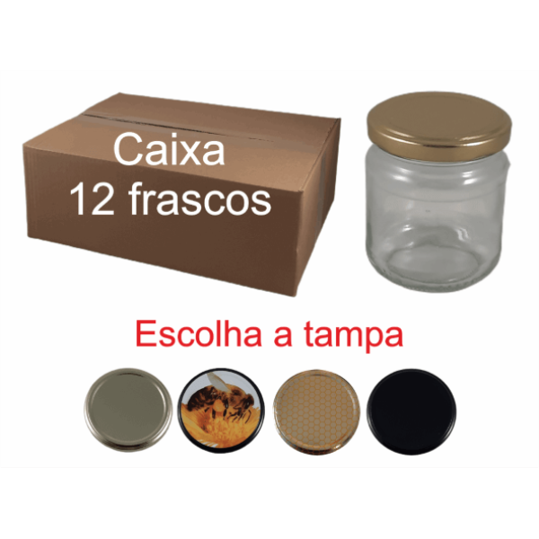 Caixa de 12 Frascos para 250 g de Mel com Tampa
