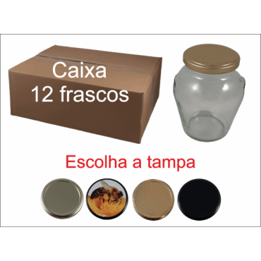 Caixa de 12 Frascos Orcio para 500 g de Mel com Tampa