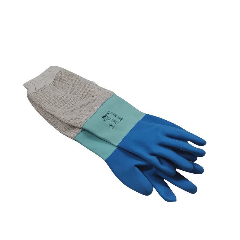 Luvas de Nitrilo Azul com Manguito Ventilado