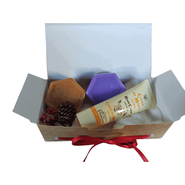 Caixa Presente de Cosmética de Mel – Sabonetes e Creme de Mãos