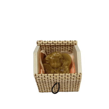 Caixa bambu com Vela Cara de Anjo Caixa bambu com Vela Cara de Anjo