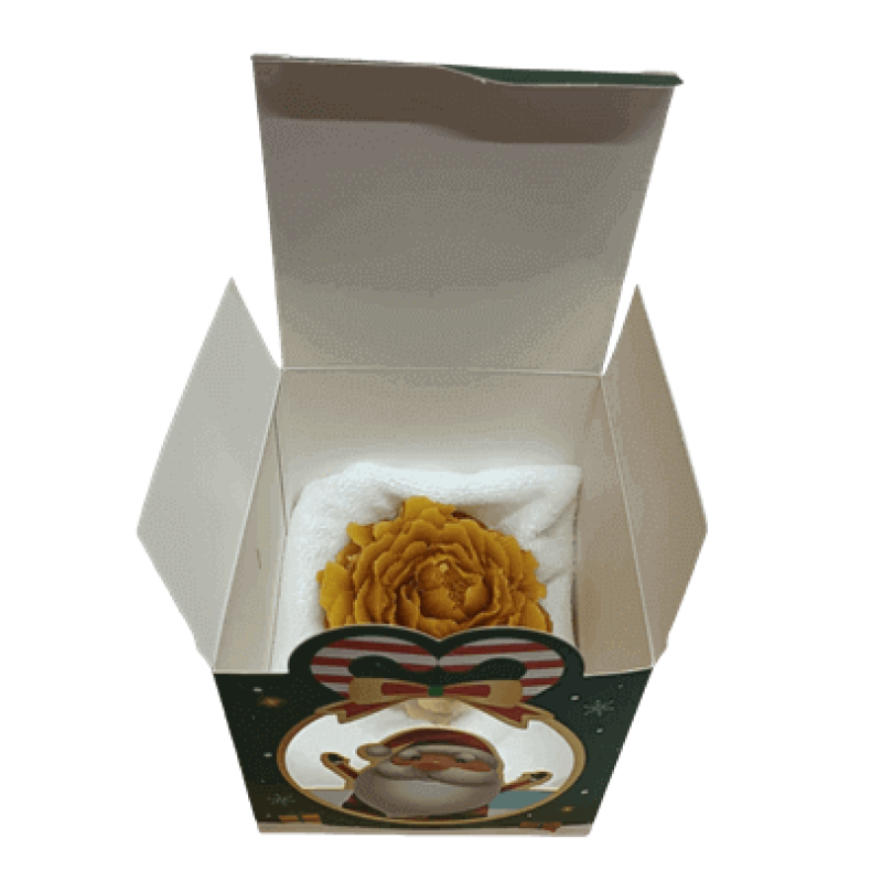 Caixa Pai Natal com Vela de Cera de Abelha e Mini Toalha