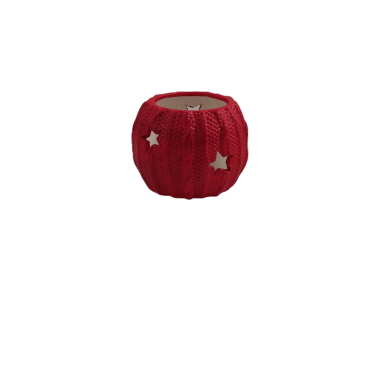Castiçal Vermelho de Cerâmica com Estrelas