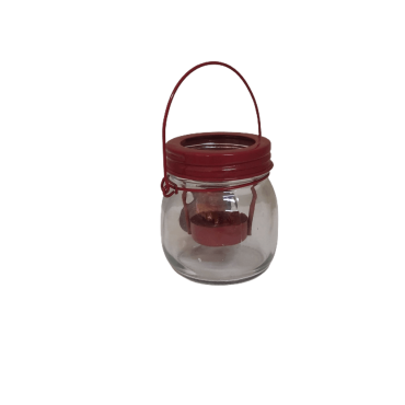 Castiçal de Vidro com Asa de Metal Vermelho