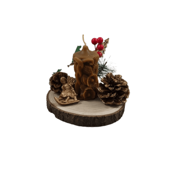 Base Tronco Pequena com Vela de Cera de Abelha – Trigo e Mel Base Tronco Pequena com Vela de Cera de Abelha – Trigo e Mel