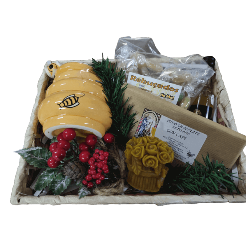 Cesta Doce Mel – Rebuçados, Hidromel e Vela de Cera de Abelha Cesta Doce Mel – Rebuçados, Hidromel e Vela de Cera de Abelha