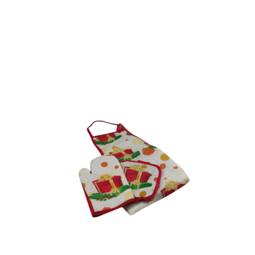 Conjunto Pega, Luva e Avental de Natal Conjunto Pega, Luva e Avental de Natal