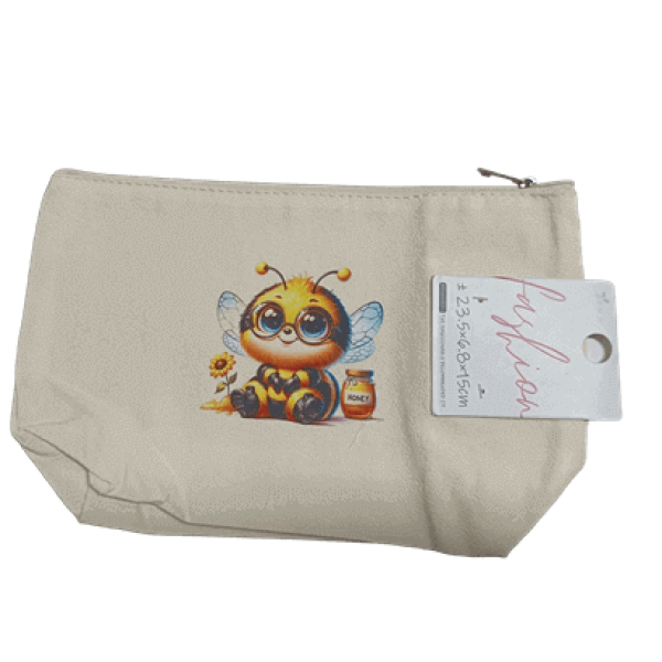Bolsinha com Abelhas e Fecho Éclair – 23,5 × 15 cm